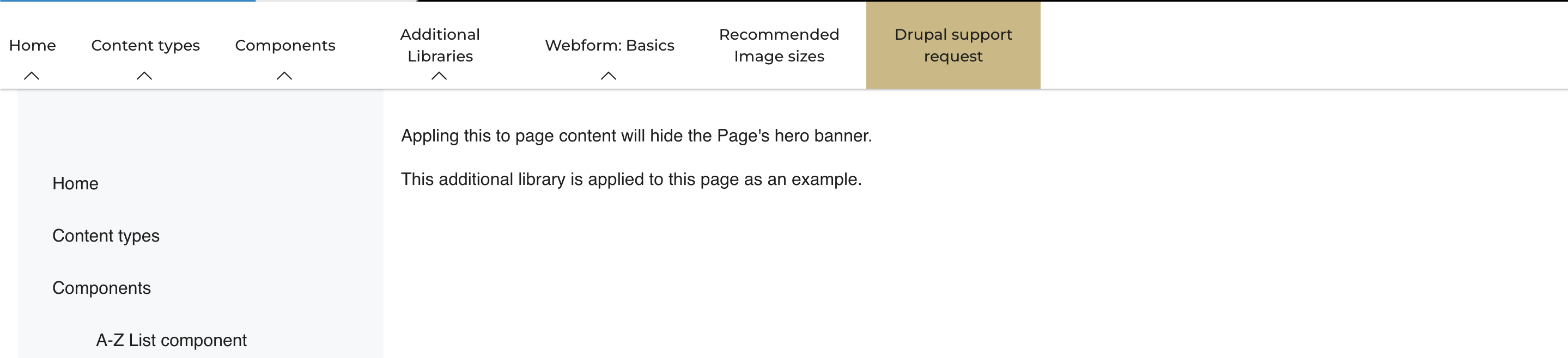 Image of normal page with hero section removed