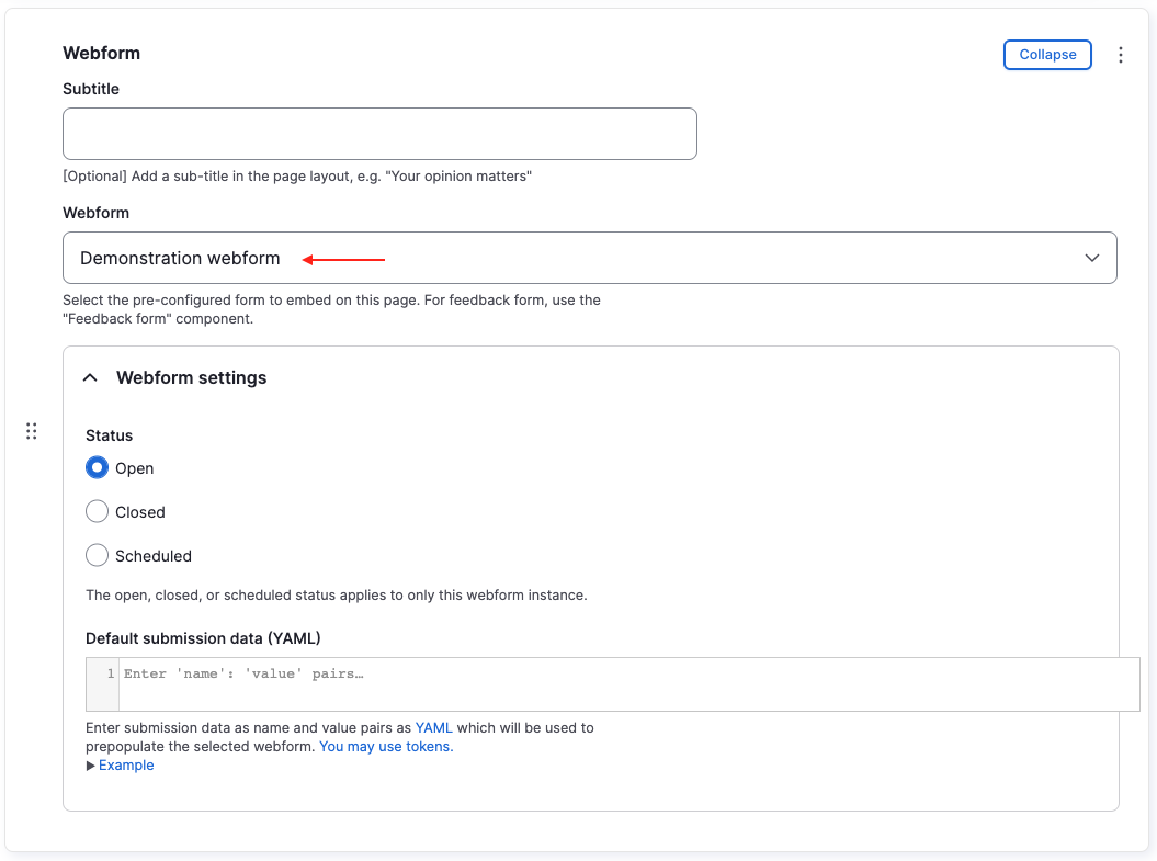 Webform component