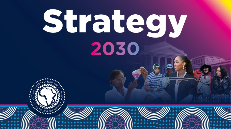 Strategy 2030 logo above an image of staff and students.